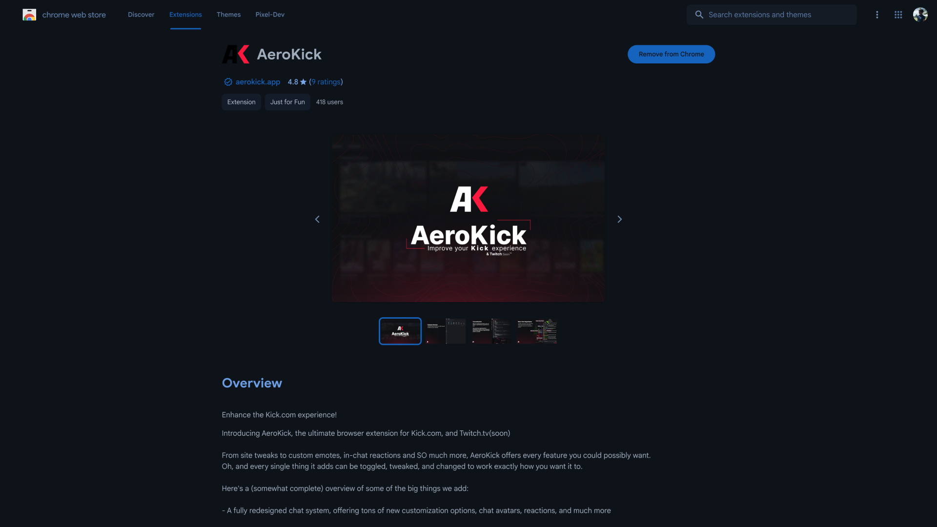 Get AeroKick on the Chrome Store